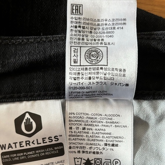 Levi's 512 Slim Taper Jeans Black Denim Stretch Men's 36x32 (actual 30" inseam) - Picture 7 of 8